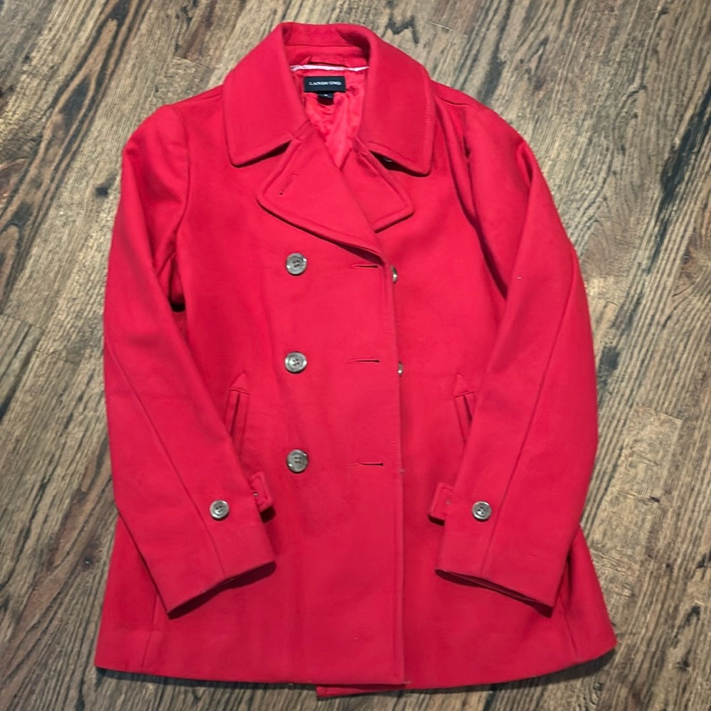 Lands End red peacoat